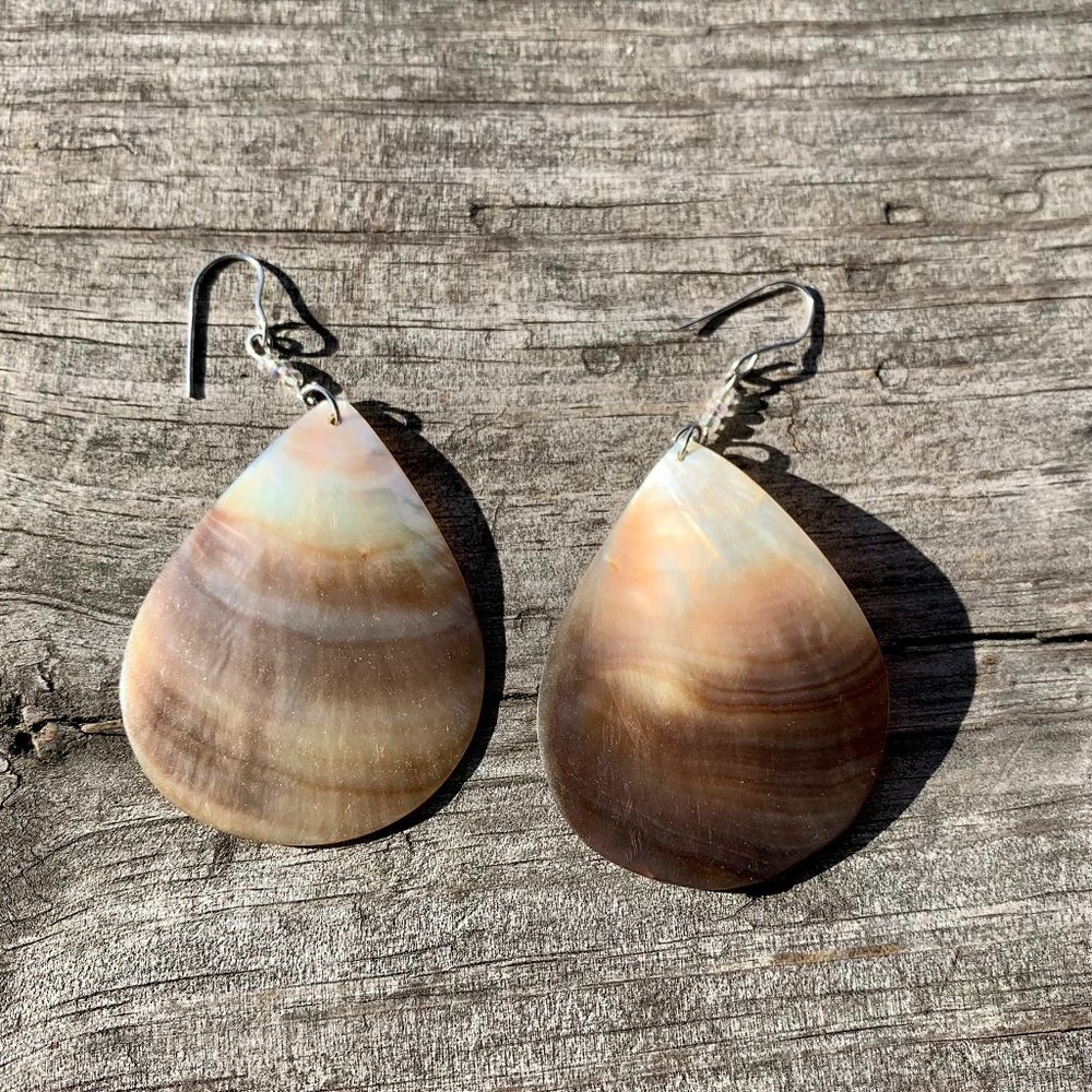 Iridescent Shell Teardrop Dangle Earrings - BUNDLE IT!